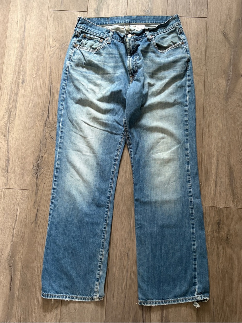 Y2K Faded Lucky Brand Light Blue Washed Baggy Jeans Vintage Mens